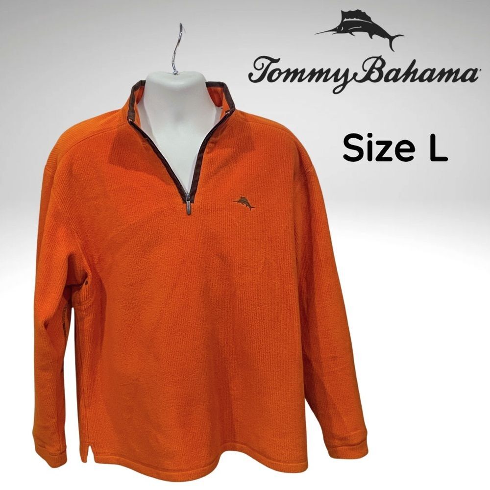 Tommy Bahama Men’s Quarter-Zip Pullover – Orange – Size Large